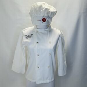 Williams-Sonoma Kids Chef Jacket White Cotton Double-Breasted S/M and Hat